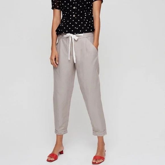 Wilfred Allant Pant Cropped linen pant soft grey size US 6 Aritzia - Picture 5 of 13